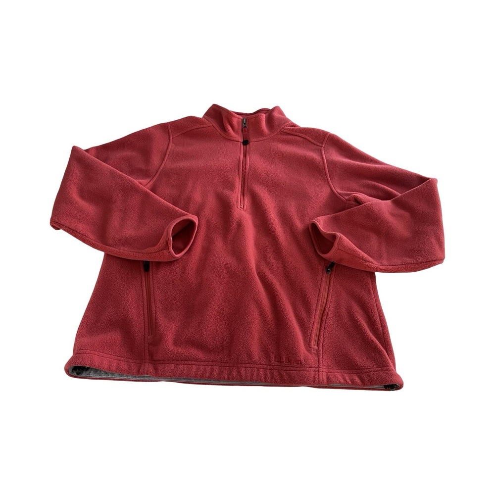 LL Bean Polartec Fleece Quarter Zip Pullover Pink Womens Large